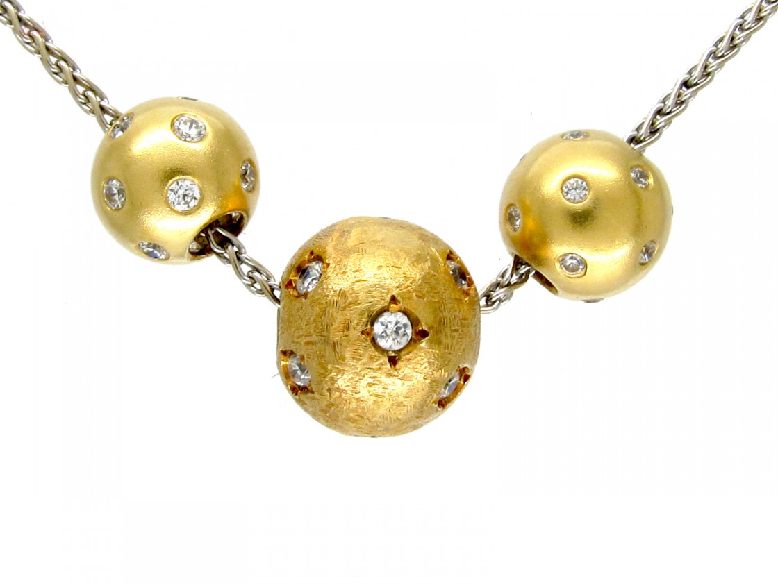 Three Gold Balls Necklace The Antique Jewellery Company