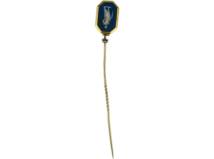 Wedgwood Double-Sided 15ct Gold Tie Pin - The Antique Jewellery Company