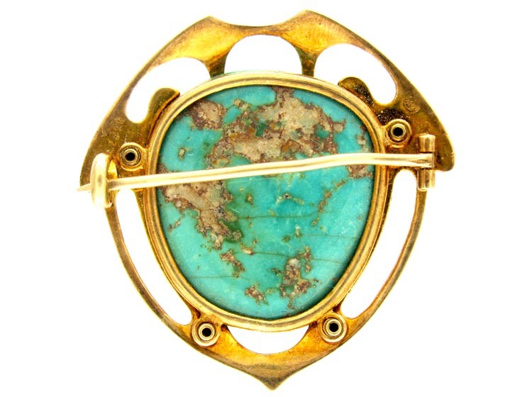 Murrle Bennett Art Nouveau Turquoise And 15ct Gold Brooch The Antique Jewellery Company 