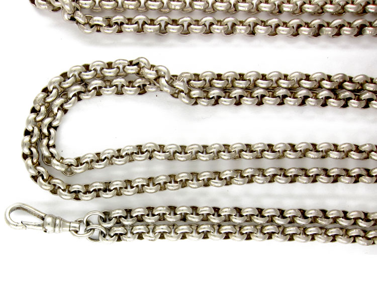 Victorian Silver Guard Chain - The Antique Jewellery Company