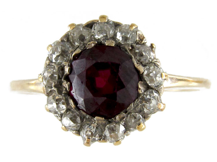 Ruby & Diamond Cluster Ring - The Antique Jewellery Company