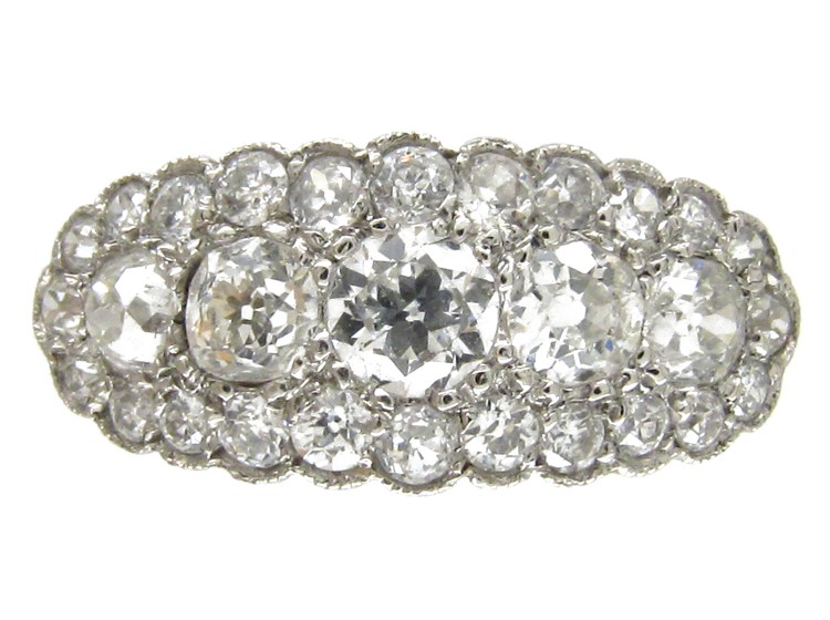 Diamond Boat Shape Cluster Ring - The Antique Jewellery Company