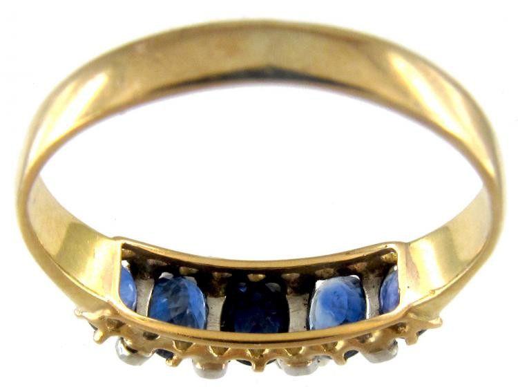 Sapphire & Rose Diamond Five Stone Ring (784D) | The Antique Jewellery ...