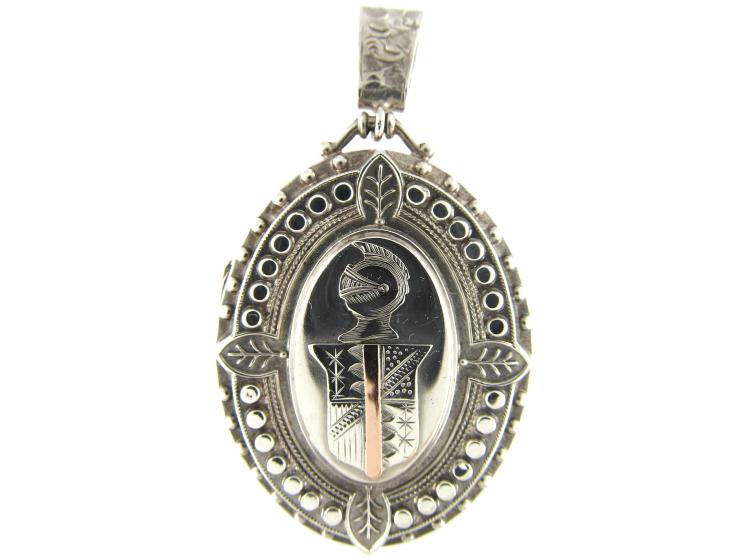 Victorian Silver & Gold Overlay Knight Locket - The Antique Jewellery ...