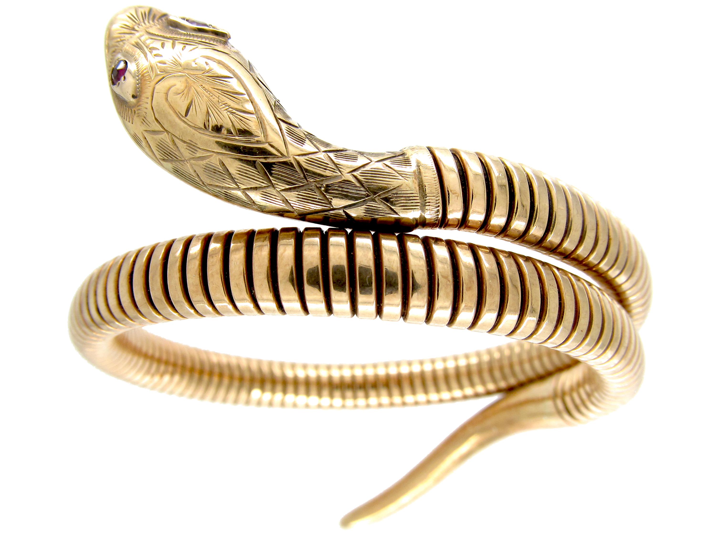 9ct Yellow Gold Snake Bangle - The Antique Jewellery Company