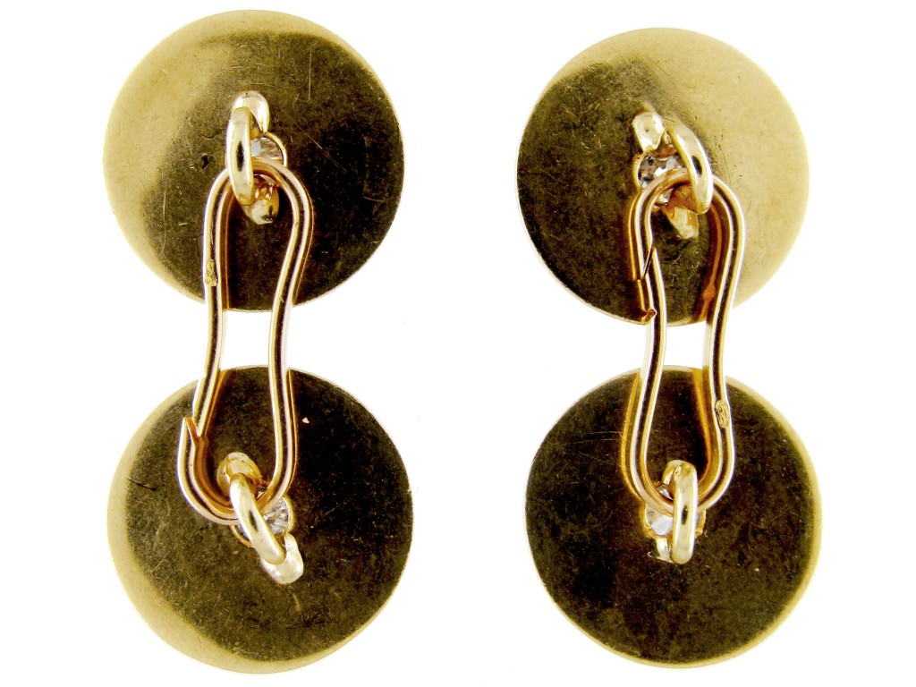 Diamond 18ct Gold & Platinum French Cufflinks (254E) | The Antique ...