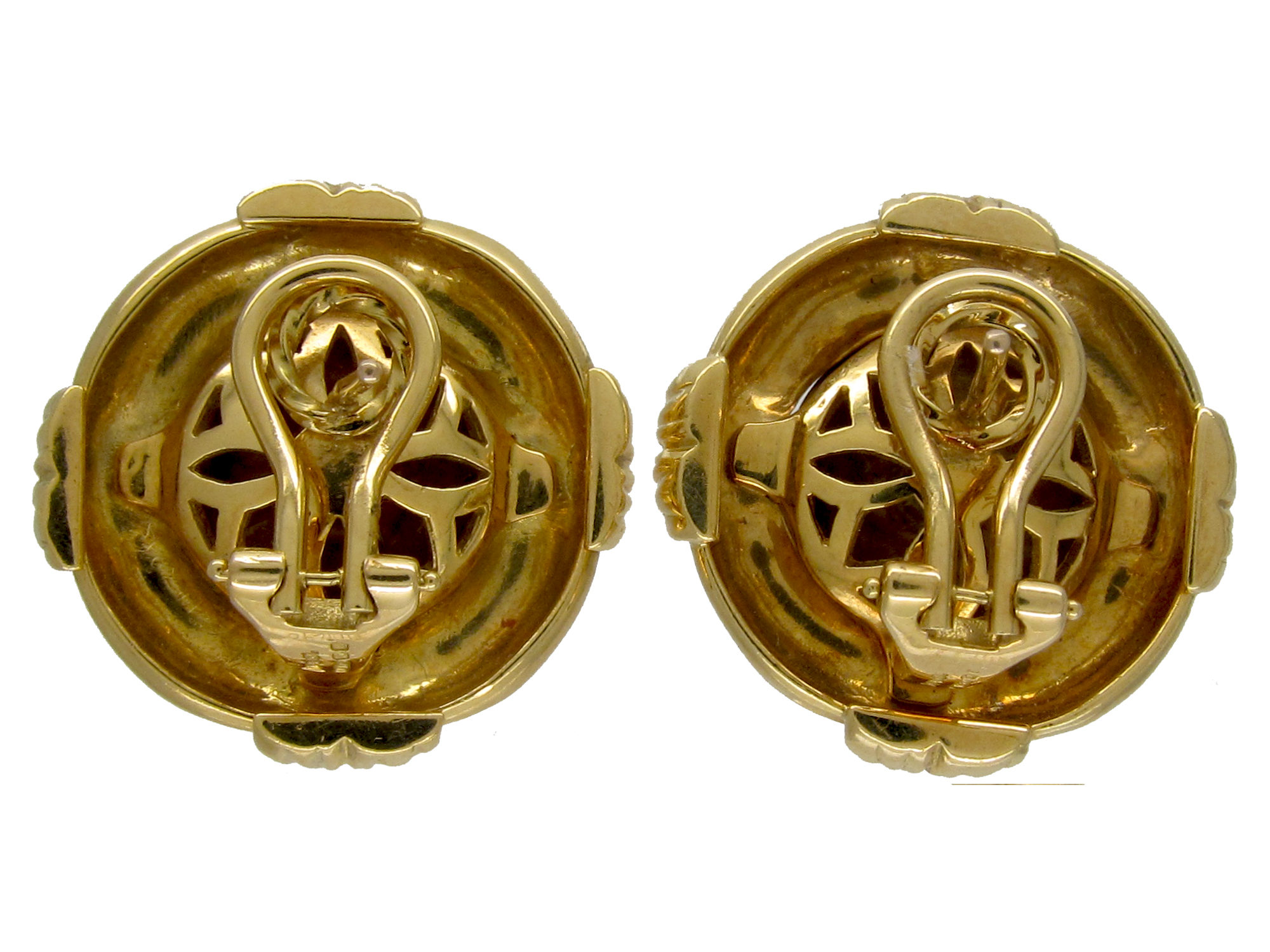 18ct Gold Round Earrings - The Antique Jewellery Company