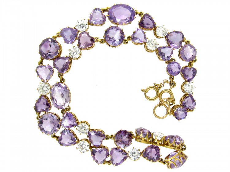 Heart Shape Amethyst & Rock Crystal 18ct Gold Necklace - The Antique ...