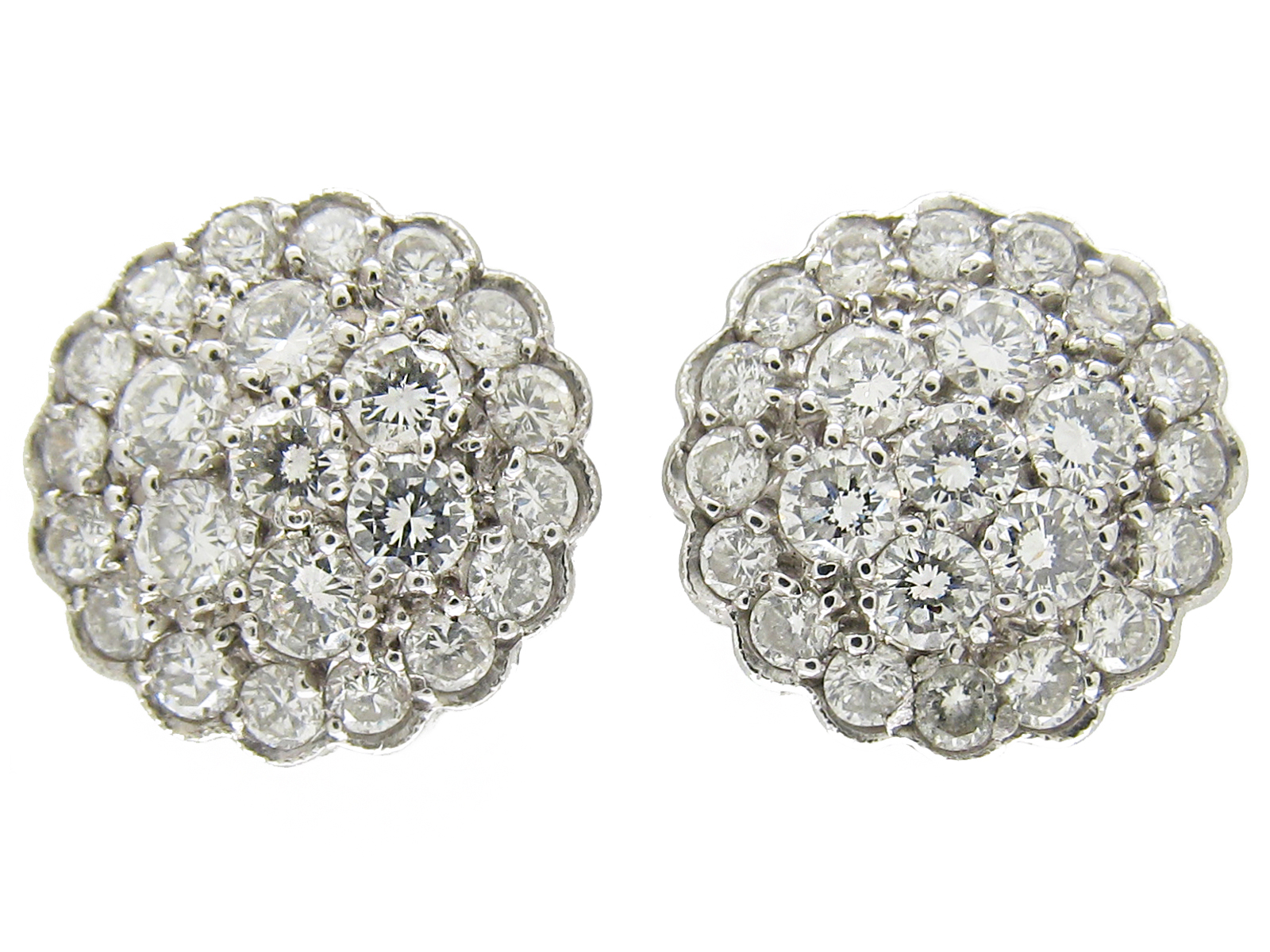 Edwardian Diamond Cluster Earrings - The Antique Jewellery Company