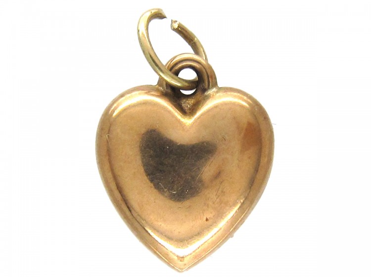 9ct Gold Heart Charm - The Antique Jewellery Company