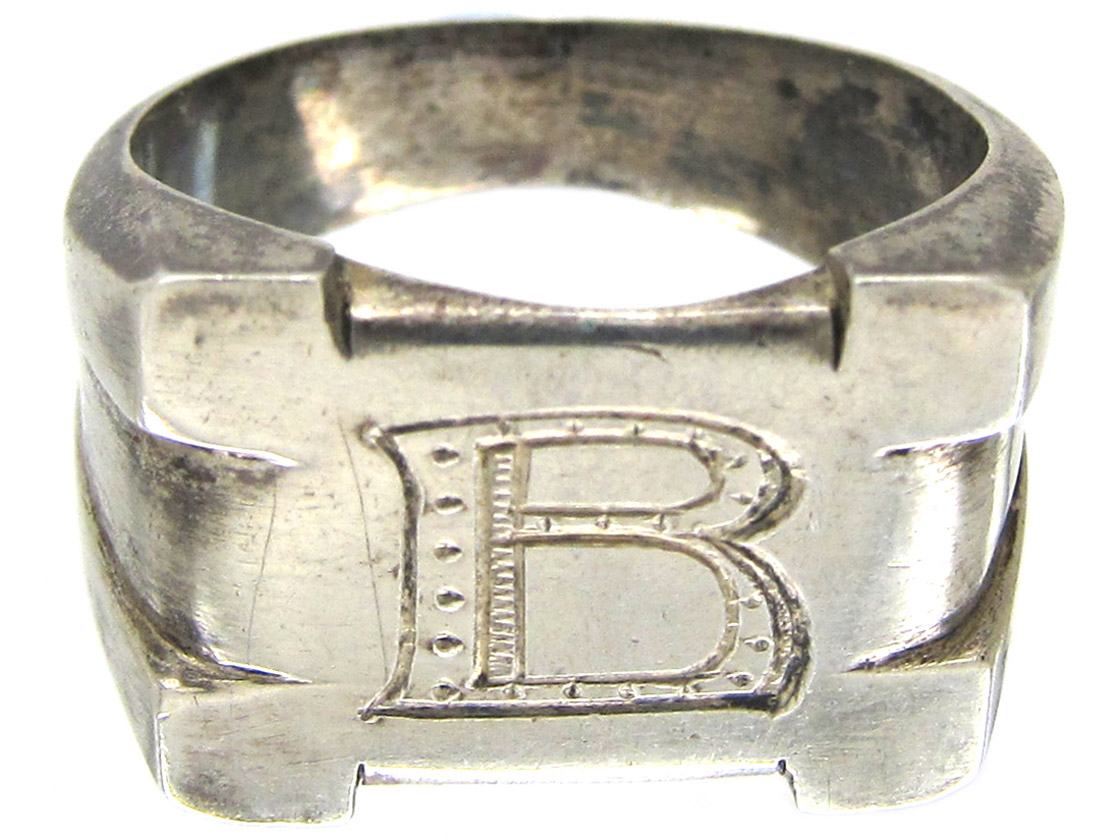 Silver B Ring - The Antique Jewellery Company