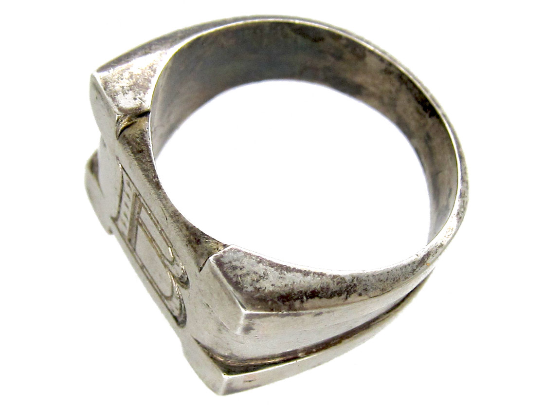 Silver B Ring - The Antique Jewellery Company