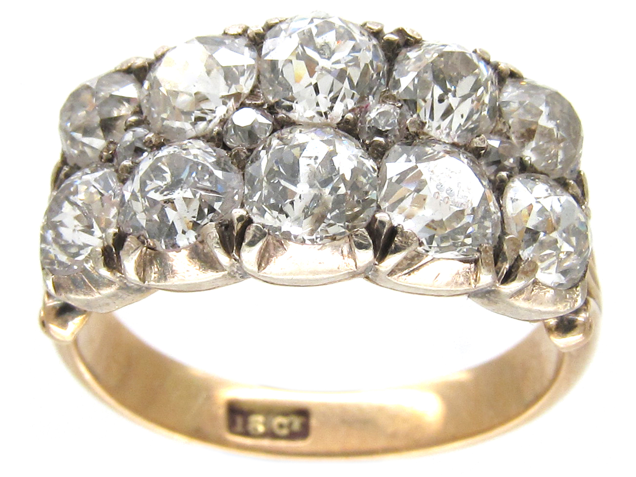 Victorian Double Row Diamond Ring - The Antique Jewellery Company