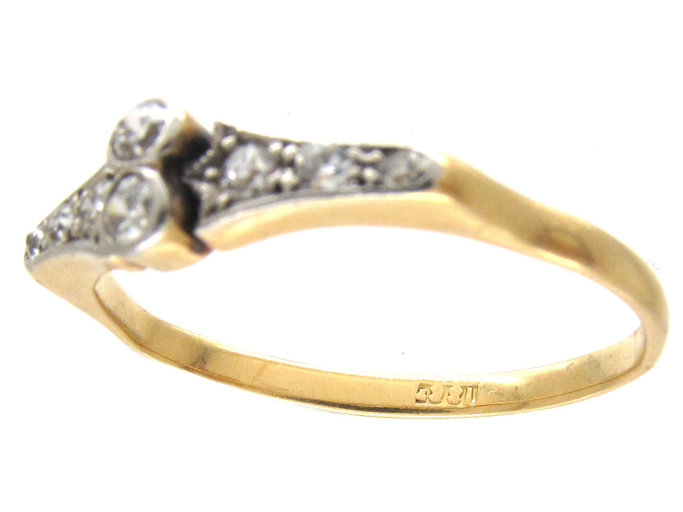 Art Deco 18ct Gold & Platinum & Diamond Set Ring - The Antique 