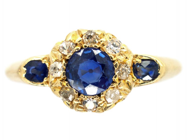 Edwardian Five Stone Sapphire & Diamond Ring - The Antique Jewellery ...