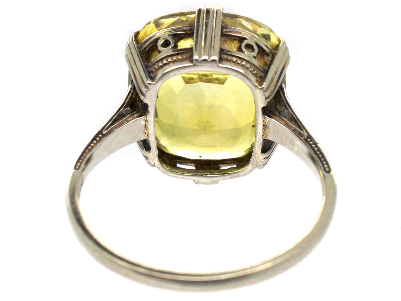 Art Deco Yellow Sapphire & White Gold Ring - The Antique Jewellery Company