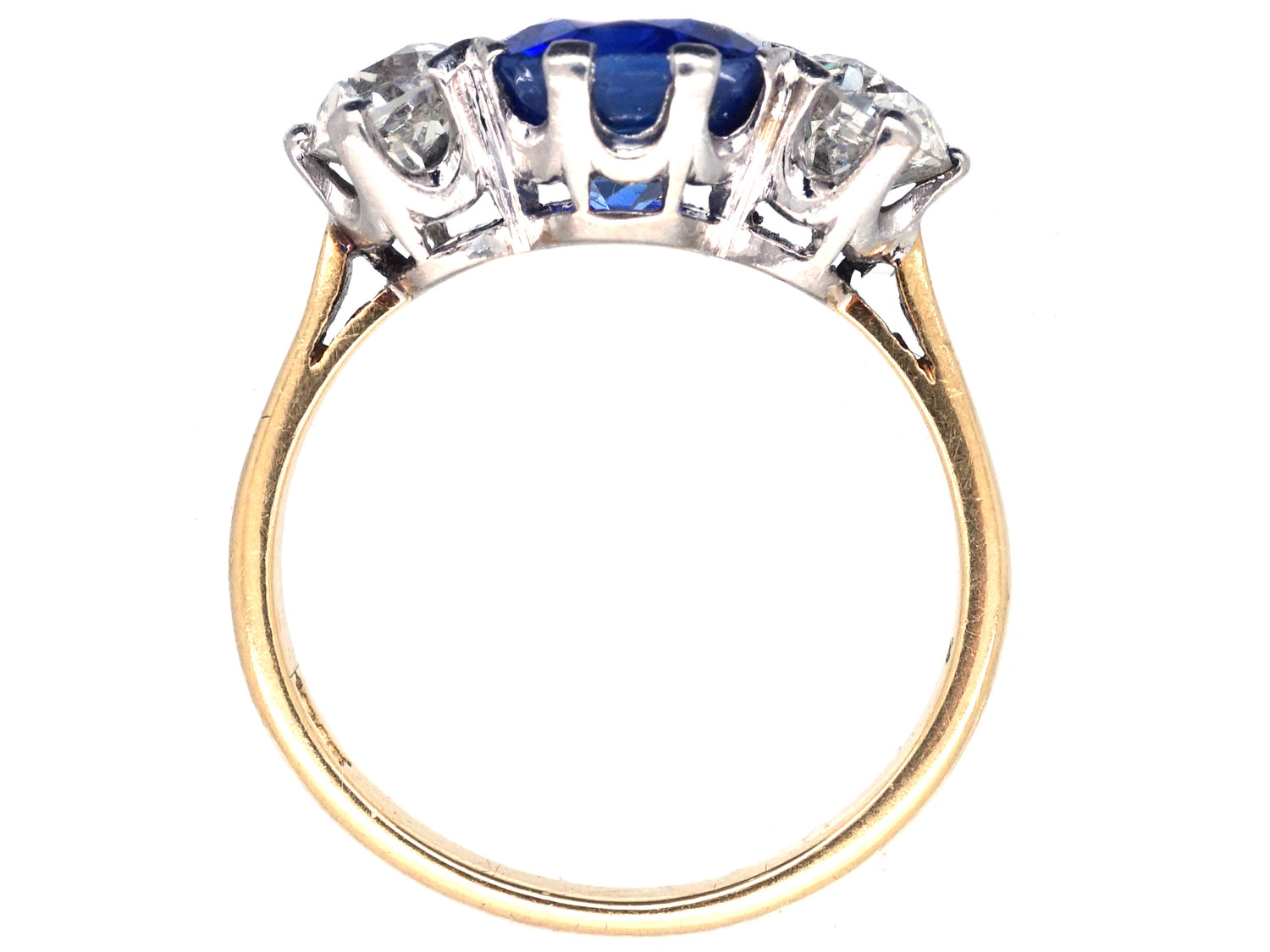 3 Carat Sapphire & Diamond Three Stone Ring - The Antique Jewellery Company