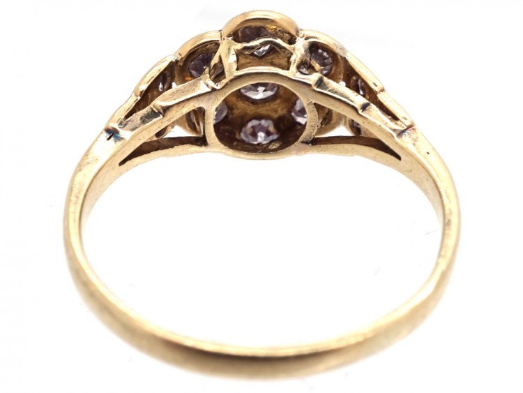 Edwardian 18ct Gold & Platinum, Diamond Cluster Ring with Diamond Set ...