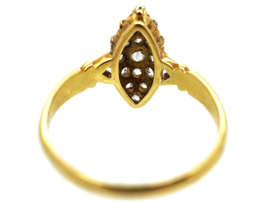 Victorian Marquise Shaped Diamond Set 18ct Gold Ring - The Antique ...