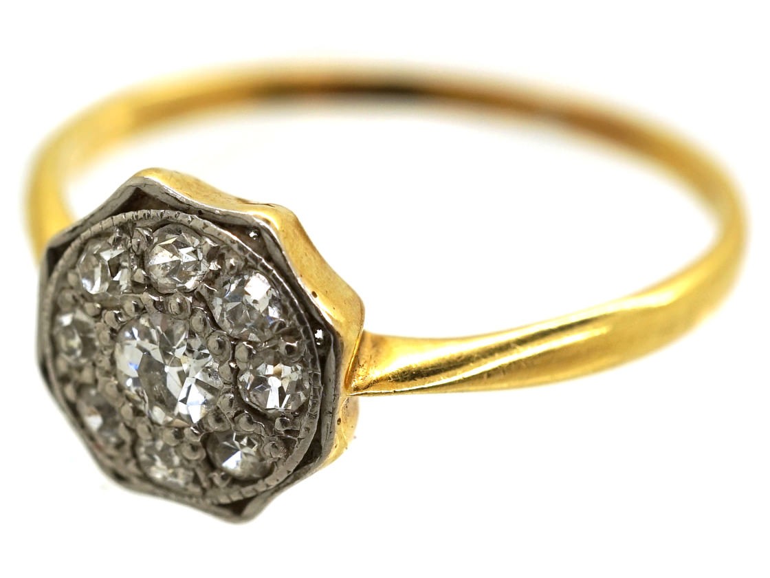 Art Deco 18ct Gold And Platinum Octagonal Diamond Ring The Antique Jewellery Company