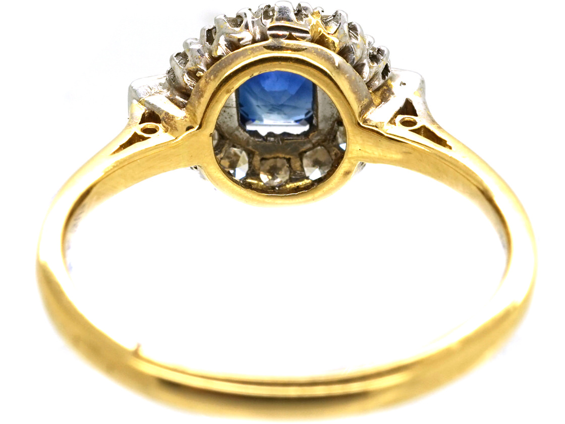 Art Deco 18ct Gold & Platinum, Sapphire & Diamond Ring - The Antique ...