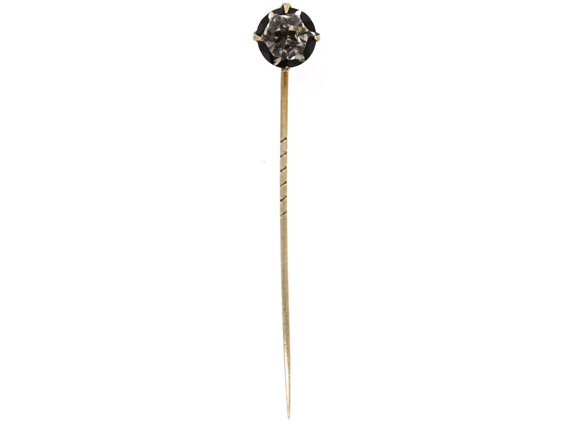 Art Deco Silver, Black Enamel & Paste Tie Pin - The Antique Jewellery ...