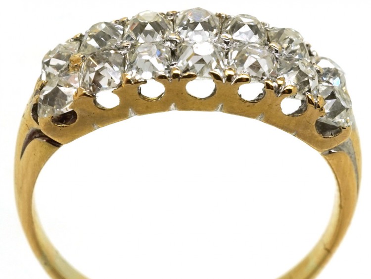 18ct Gold Two Row Old Mine Cut Diamond Ring Circa 1840 - The Antique ...