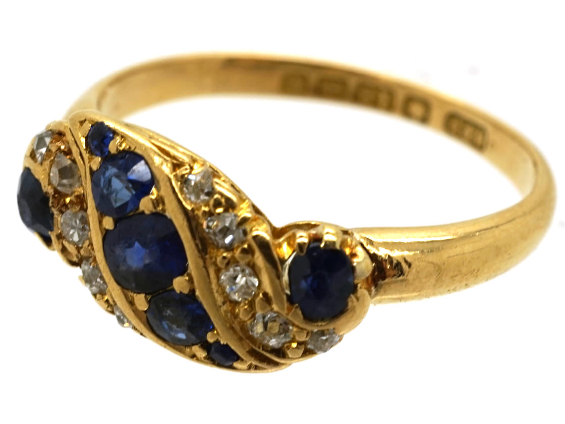 Edwardian 18ct Gold Sapphire & Diamond Twist Ring - The Antique ...